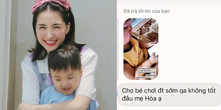 Hoà Minzy đáp trả khi bị nhắc nhở cho con chơi điện thoại nhiều không tốt