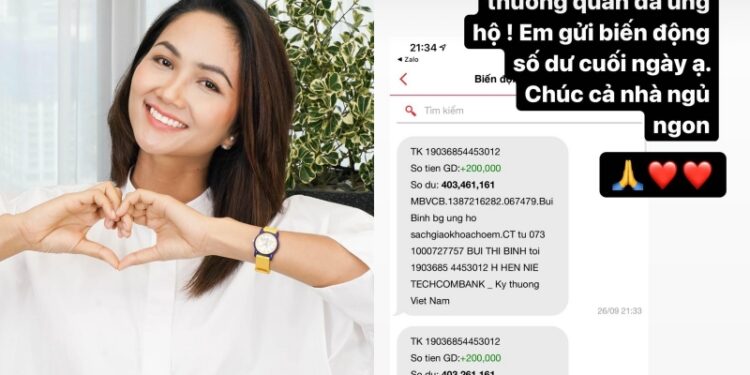 Kêu gọi quyên góp bằng tài khoản cá nhân, Hoa hậu H’hen Niê công khai biến động số dư mỗi ngày