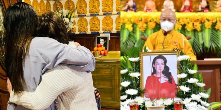 Lễ cầu siêu cho Phi Nhung ở Mỹ, con gái ôm người thân khóc trước di ảnh của mẹ