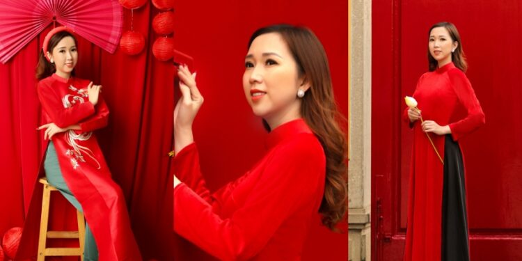 Á hậu “Hoa hậu Doanh nhân Môi trường” khoe dáng thướt tha trong tà áo dài đón Tết Nguyên đán