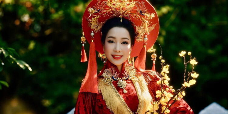 Trịnh Kim Chi rạng rỡ đón xuân trong tà Áo dài mang đậm hồn Việt qua ống kính Thái Nhàn