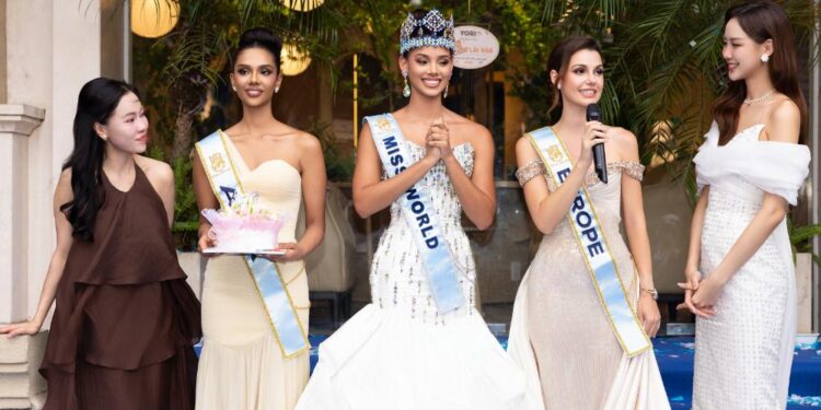 Công ty Sen Vàng chào đón Top 3 Miss World 2026, tổ chức sinh nhật bất ngờ cho á hậu Taanusiya